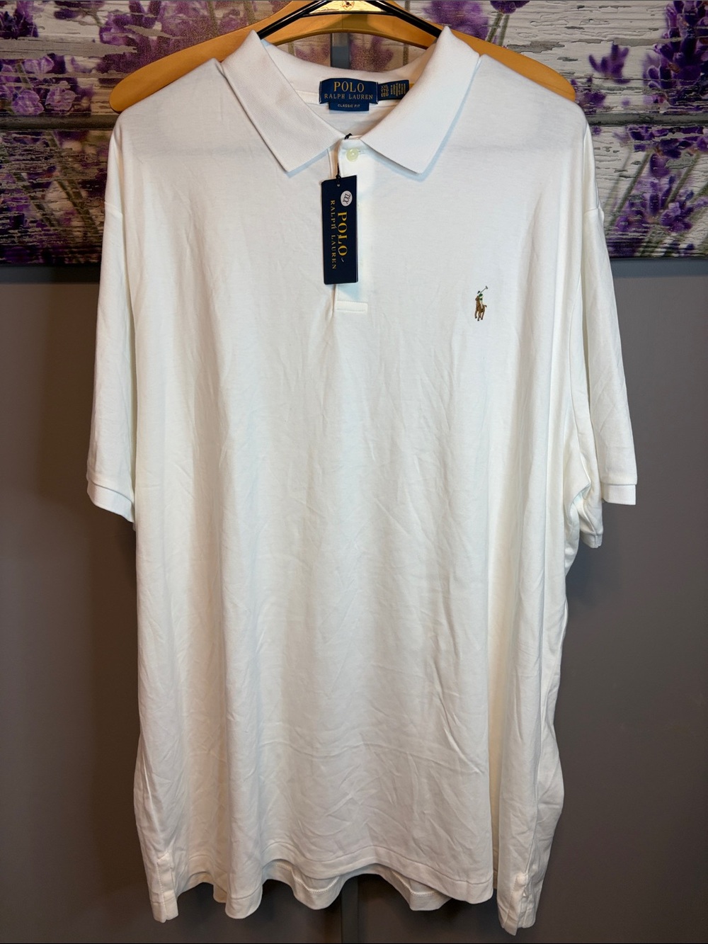 Polo by Ralph Lauren White Short-Sleeve Classic Fit Polo with Pony Logo Size XXL